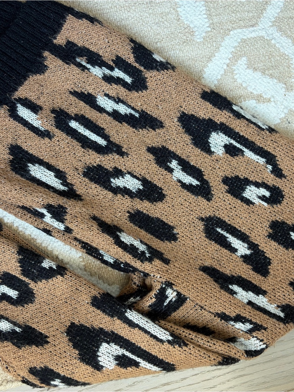 MINKPINK Leopard Print Crewneck Sweater - Tan/Black/Cream
